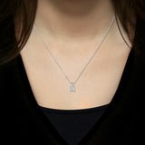Certified - 2 Carat Princess Cut Moissanite - Simple Pendant Necklace - 18K White Gold Plating Over Silver