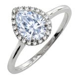 1.25 Carat Pear Halo Engagement Ring for Women, Cubic Zirconia Bridal Ring with Moissanite Accents, 18K Gold Plated