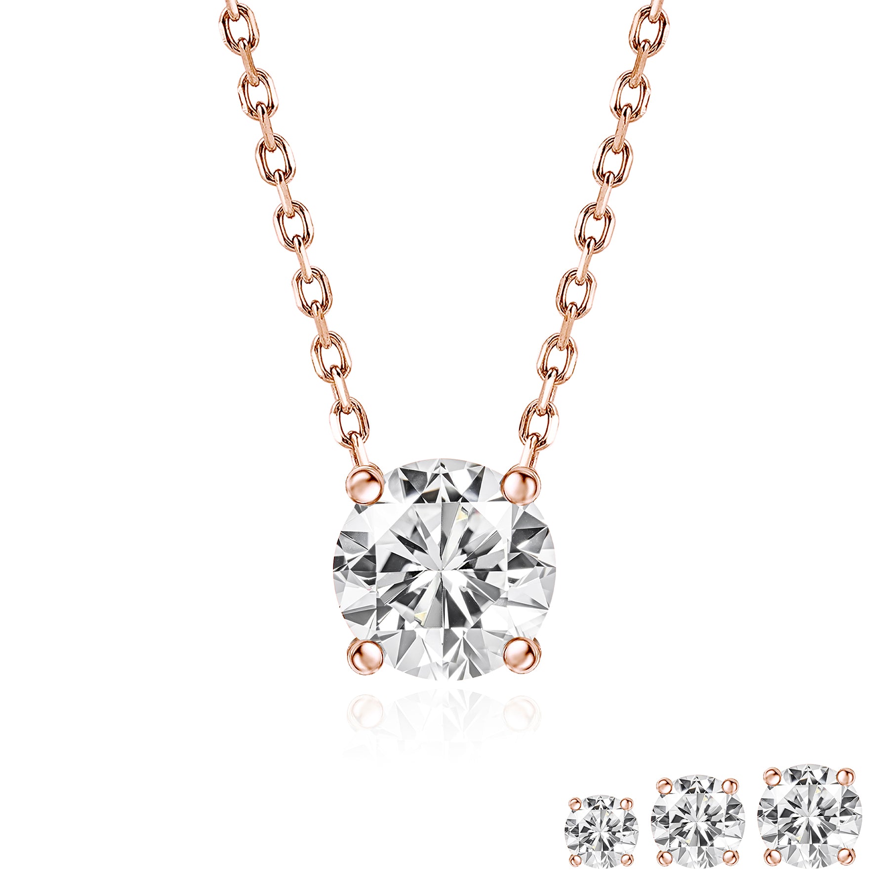 Lab Diamond Round Cut Solitaire Necklace