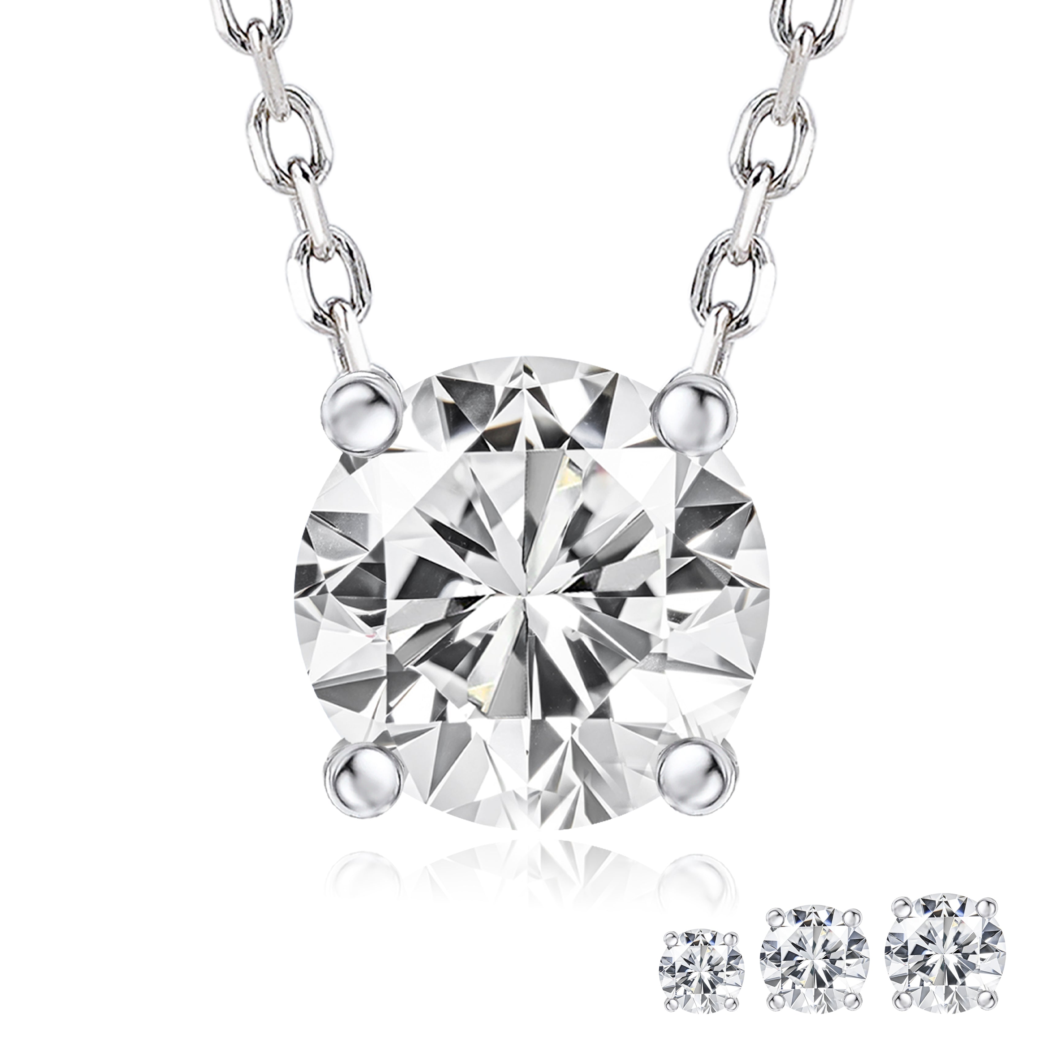 Lab Diamond Round Cut Solitaire Necklace