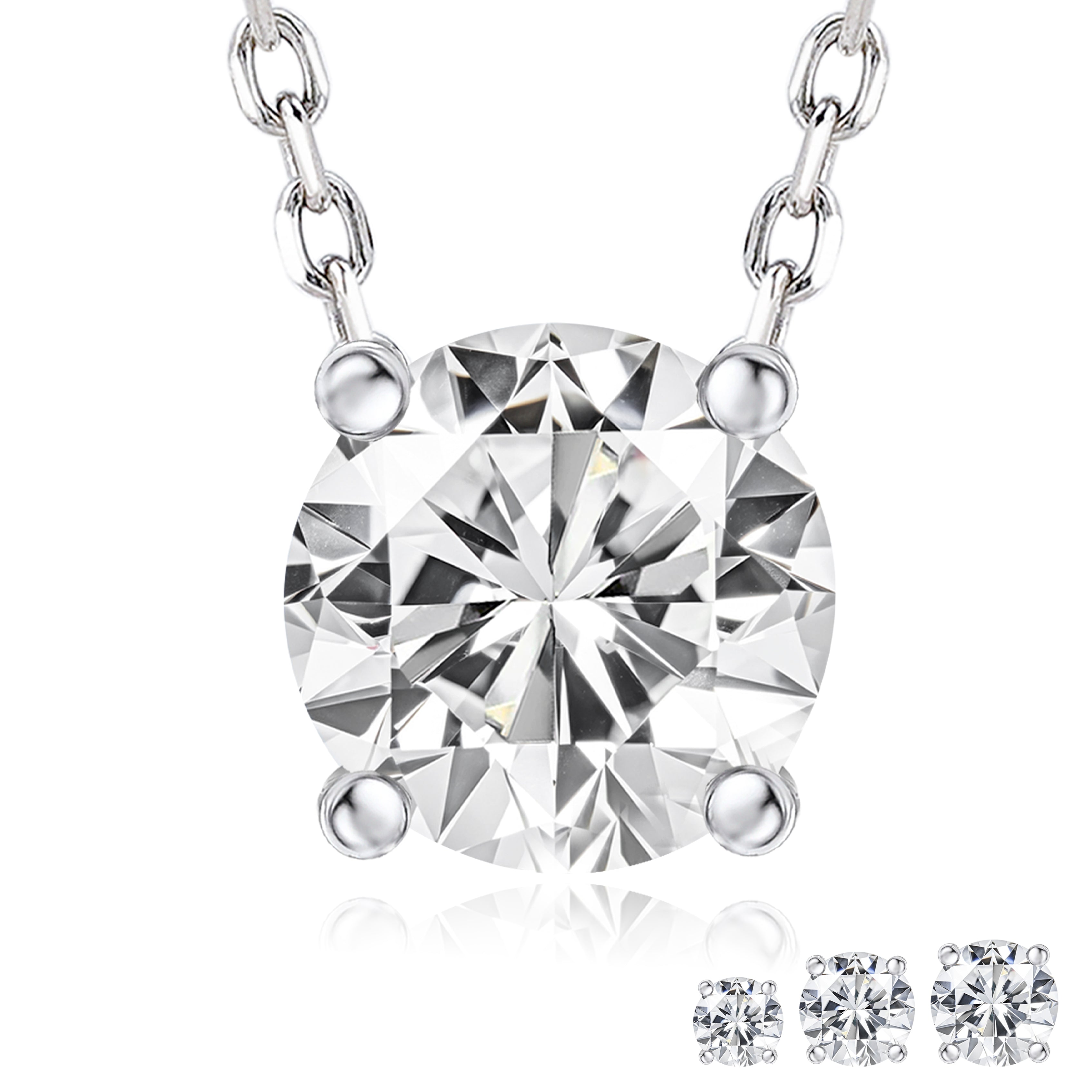 Lab Diamond Round Cut Solitaire Necklace