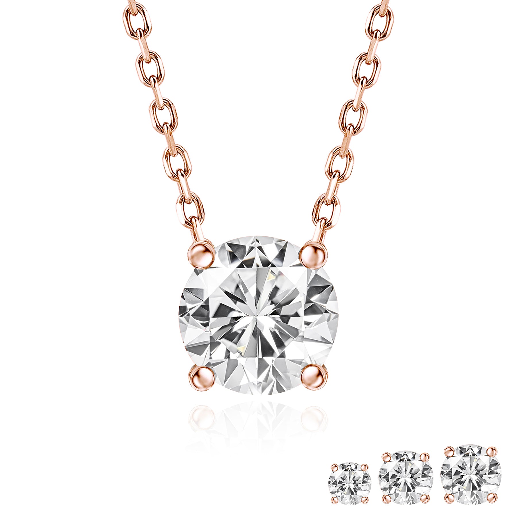 Lab Diamond Round Cut Solitaire Necklace
