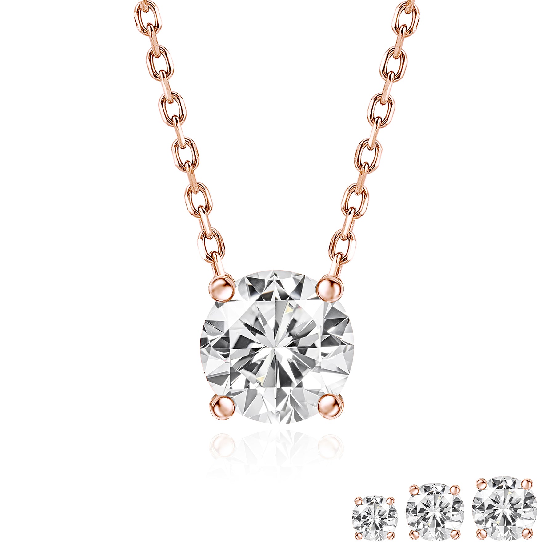 Lab Diamond Round Cut Solitaire Necklace