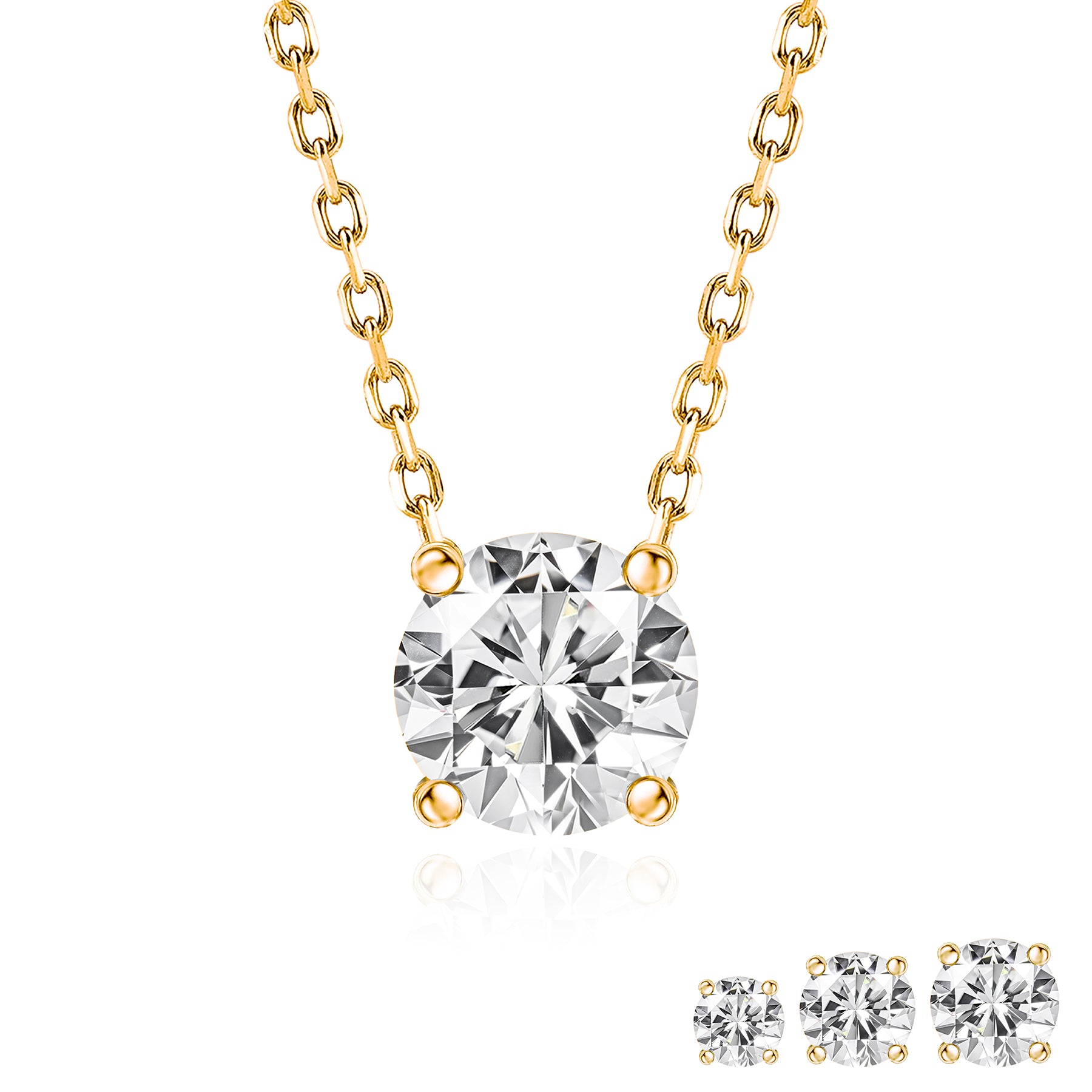 Lab Diamond Round Cut Solitaire Necklace