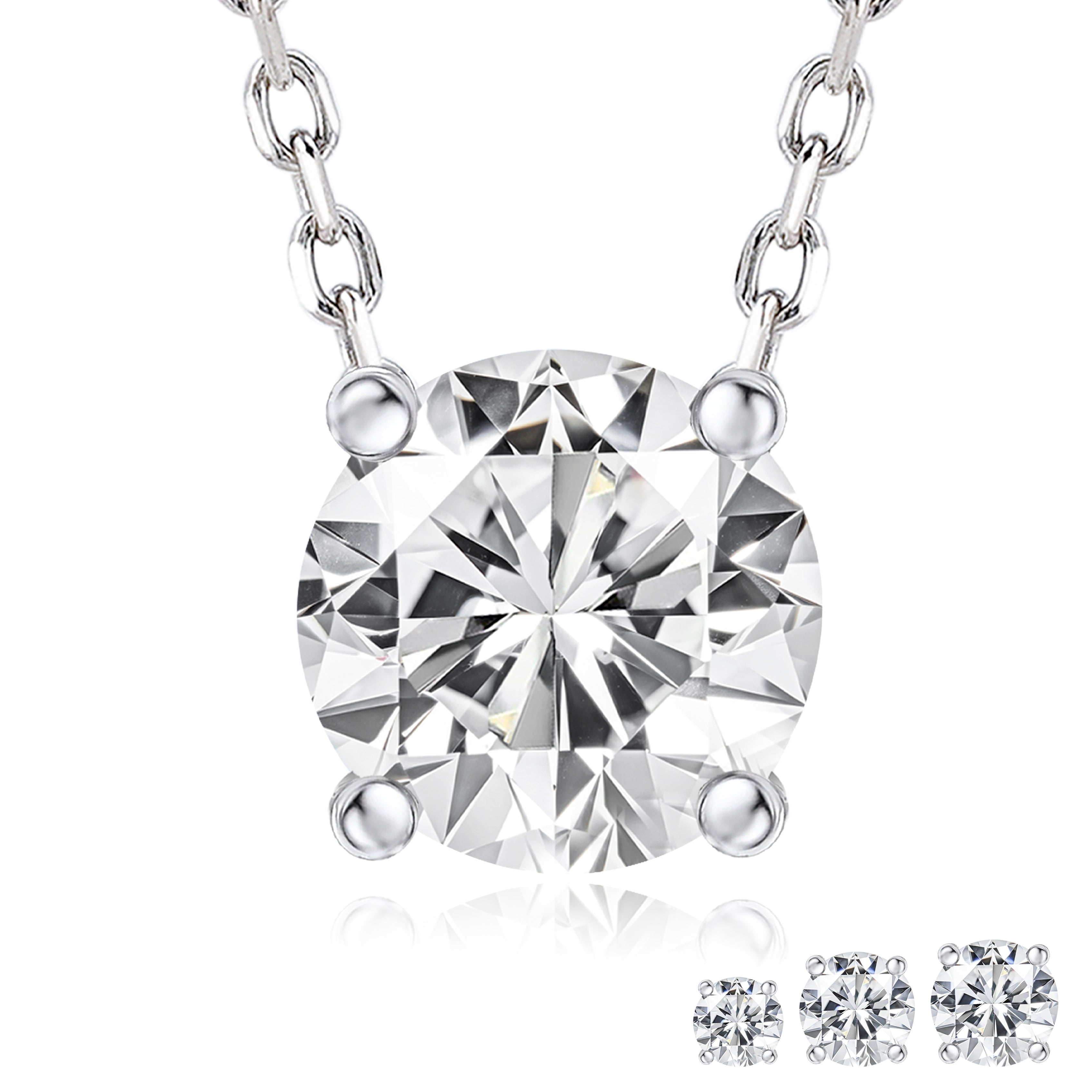 Lab Diamond Round Cut Solitaire Necklace