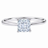 Cushion Cut Cubic Zirconia Solitaire Engagement Ring for Women, 1.25 Carat Classic 4-Prong Bridal Ring, 18K White Gold Plated Promise Anniversary Wedding Ring