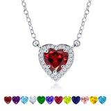 2 Carat Heart Shape Cubic Zirconia Birthstones Halo Necklace