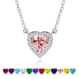 2 Carat Heart Shape Cubic Zirconia Birthstones Halo Necklace