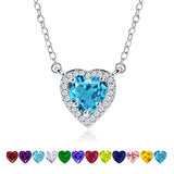 2 Carat Heart Shape Cubic Zirconia Birthstones Halo Necklace