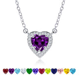 2 Carat Heart Shape Cubic Zirconia Birthstones Halo Necklace