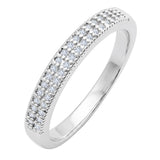 JeenMata Moissanite Stackable Anniversary Ring - Micro Pave Half Eternity Wedding Rings for Women in 18K White Gold Plating, Gift for Her, Gift for Women