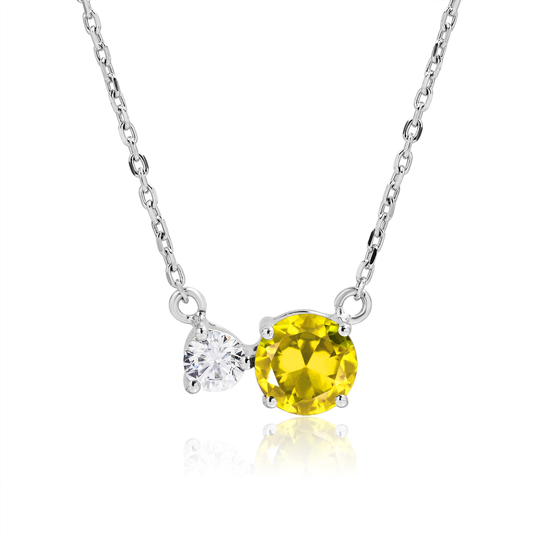 Birthstone Pendant Two Stones Necklace