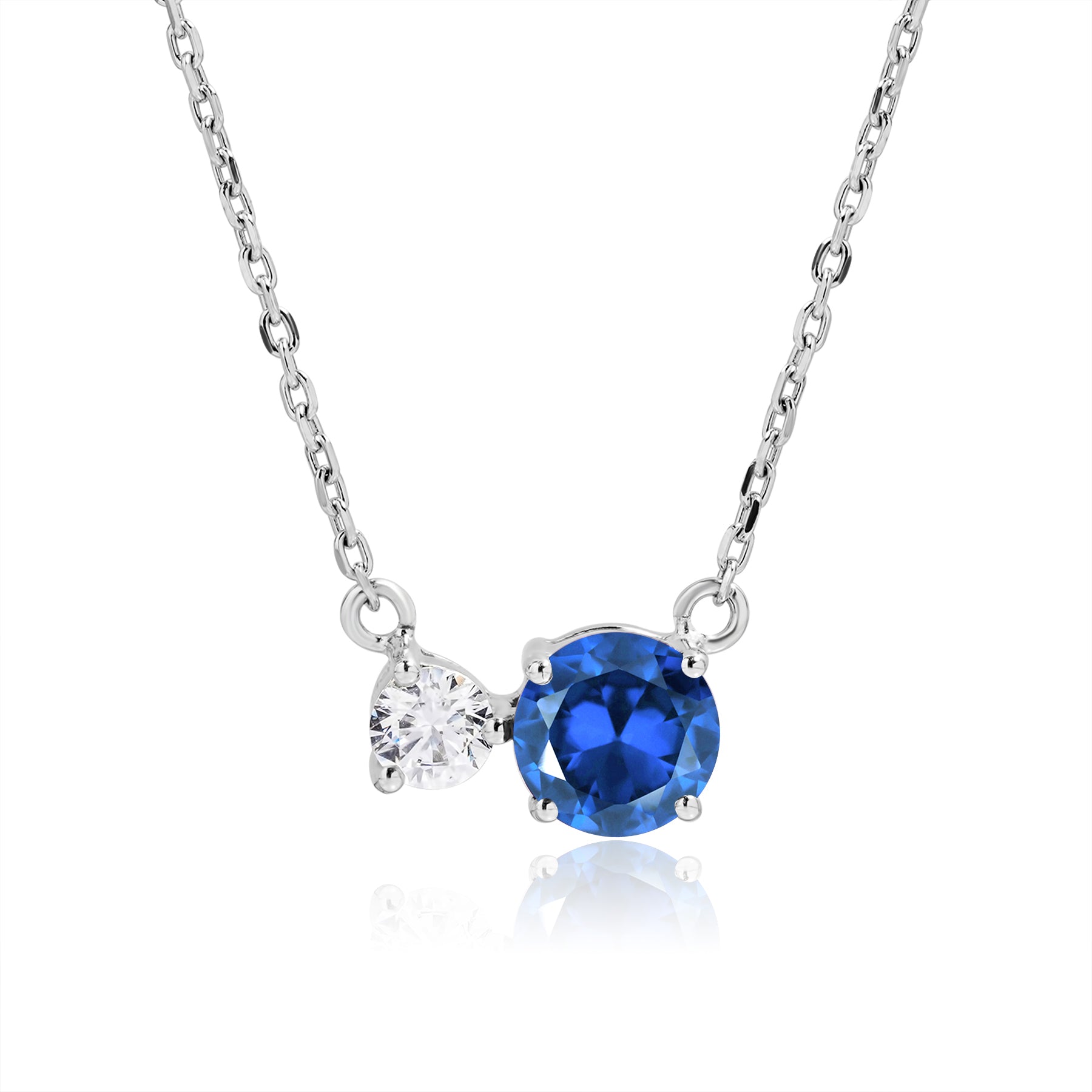 Birthstone Pendant Two Stones Necklace