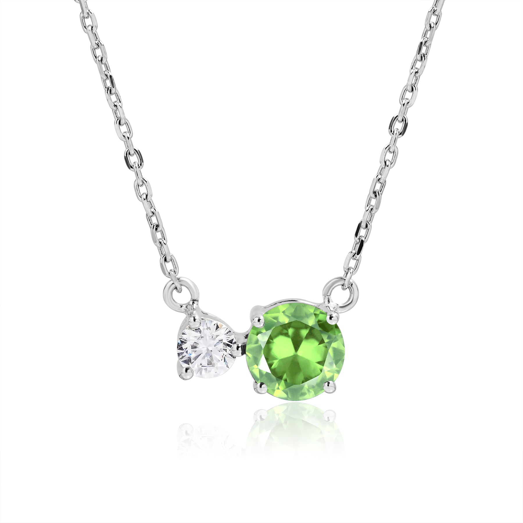 Birthstone Pendant Two Stones Necklace