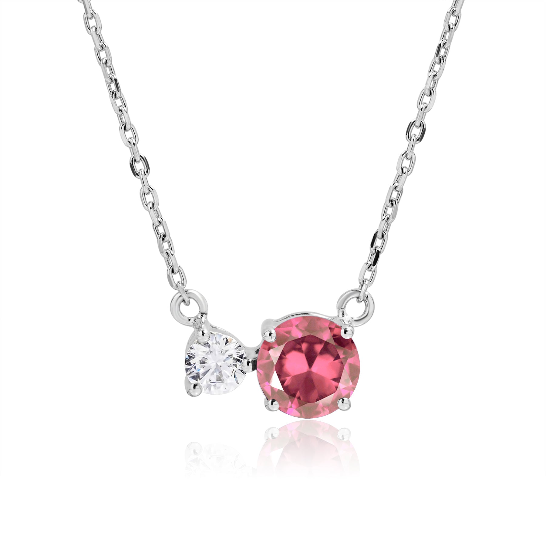 Birthstone Pendant Two Stones Necklace