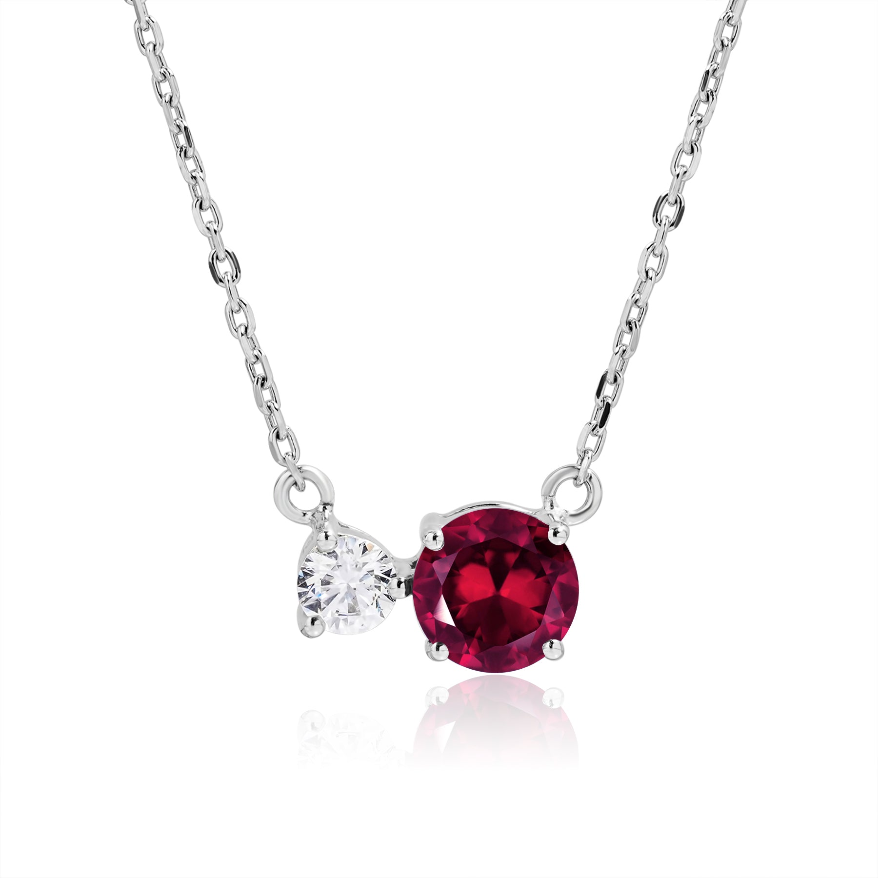 Birthstone Pendant Two Stones Necklace