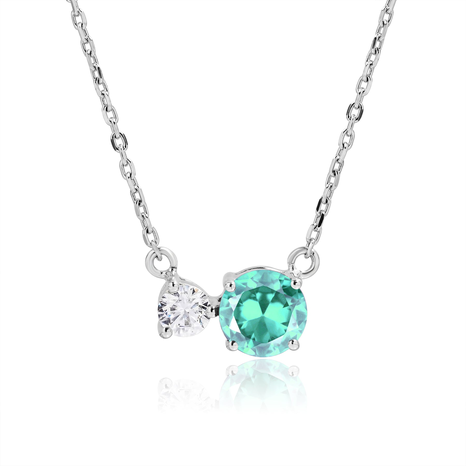 Birthstone Pendant Two Stones Necklace