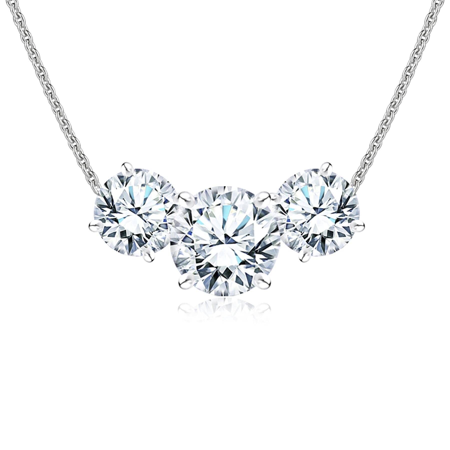 1 Carat Lab Diamond Round Cut Three Stones Necklace