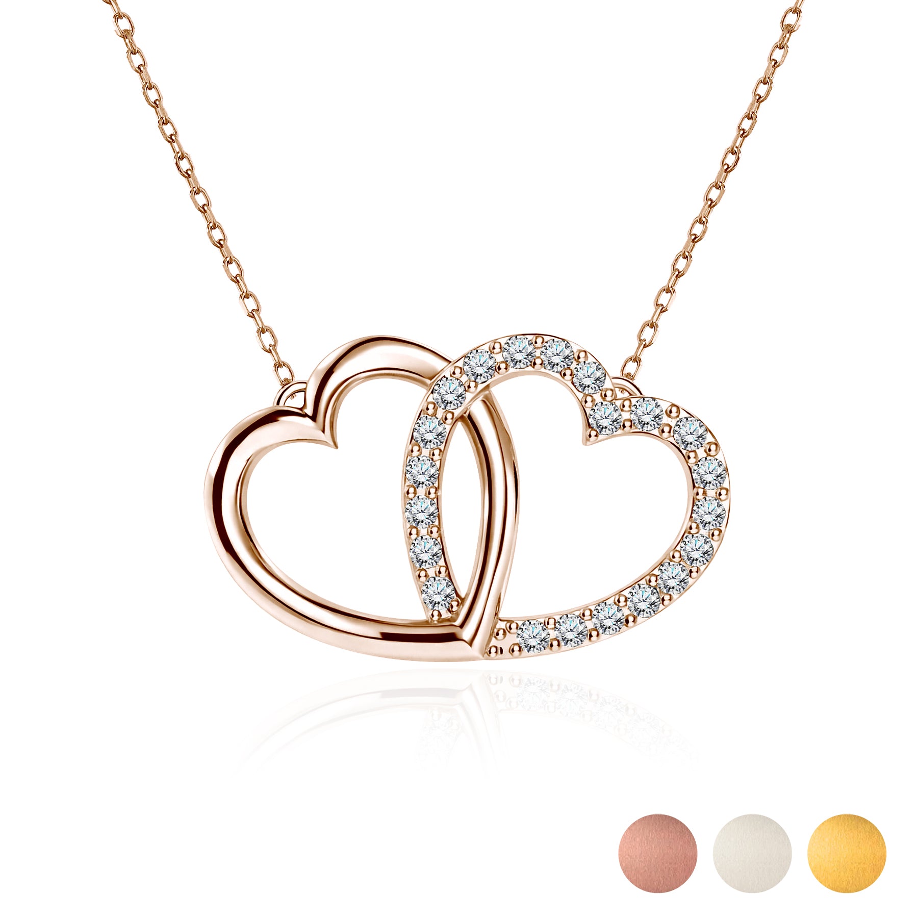 Lab Grown Diamond Interlocking Heart Shape Pendant Necklace