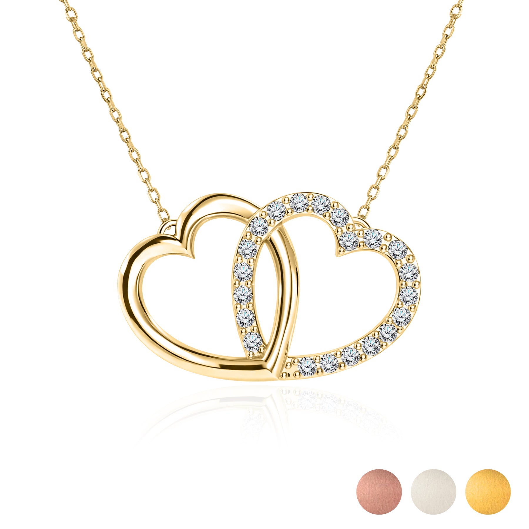 Lab Grown Diamond Interlocking Heart Shape Pendant Necklace