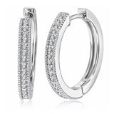 Lab Grown Diamond Hoop Earrings - Round Cut Classic Earrings in Gold Plating for Women