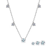 1 Carat Lab Grown Diamond Five Stone Bezel Station Necklaces - in 18K White Gold Plating Necklace for Women, Female, Adult