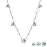 1 Carat Lab Grown Diamond Five Stone Bezel Station Necklaces - in 18K White Gold Plating Necklace for Women, Female, Adult