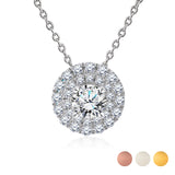 Lab Diamond 1 Carat Round Cut Double Halo Pendant Necklace