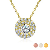 Lab Diamond 1 Carat Round Cut Double Halo Pendant Necklace