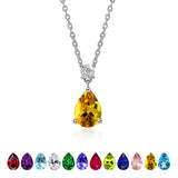 3.25 Carat Birthstones Round and Pear Cut Dangle Necklace