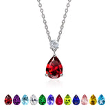 3.25 Carat Birthstones Round and Pear Cut Dangle Necklace