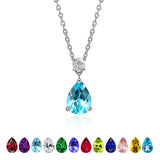 3.25 Carat Birthstones Round and Pear Cut Dangle Necklace