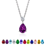 3.25 Carat Birthstones Round and Pear Cut Dangle Necklace
