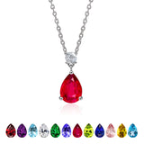3.25 Carat Birthstones Round and Pear Cut Dangle Necklace