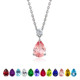 3.25 Carat Birthstones Round and Pear Cut Dangle Necklace