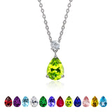 3.25 Carat Birthstones Round and Pear Cut Dangle Necklace