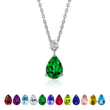 3.25 Carat Birthstones Round and Pear Cut Dangle Necklace