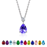 3.25 Carat Birthstones Round and Pear Cut Dangle Necklace