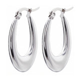White Gold Plated Classic Hoop Earrings for Women, Lightweight Stainless Steel Earrings, Birthday Gift for Her