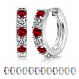 2 Carat Birthstone & Cubic Zirconia Multicolor Hoop Earrings