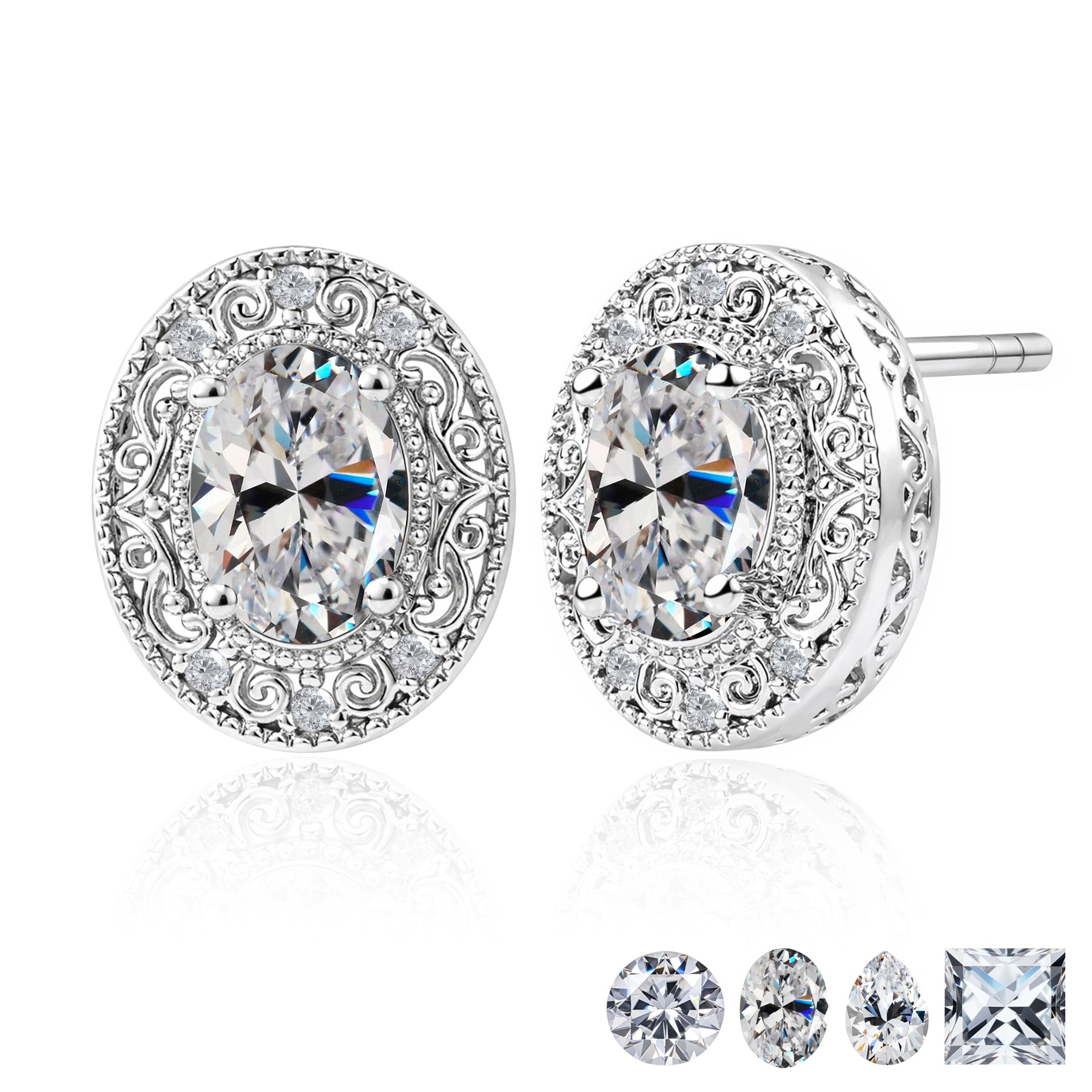 2 Carat Moissanite Vintage Stud Earrings