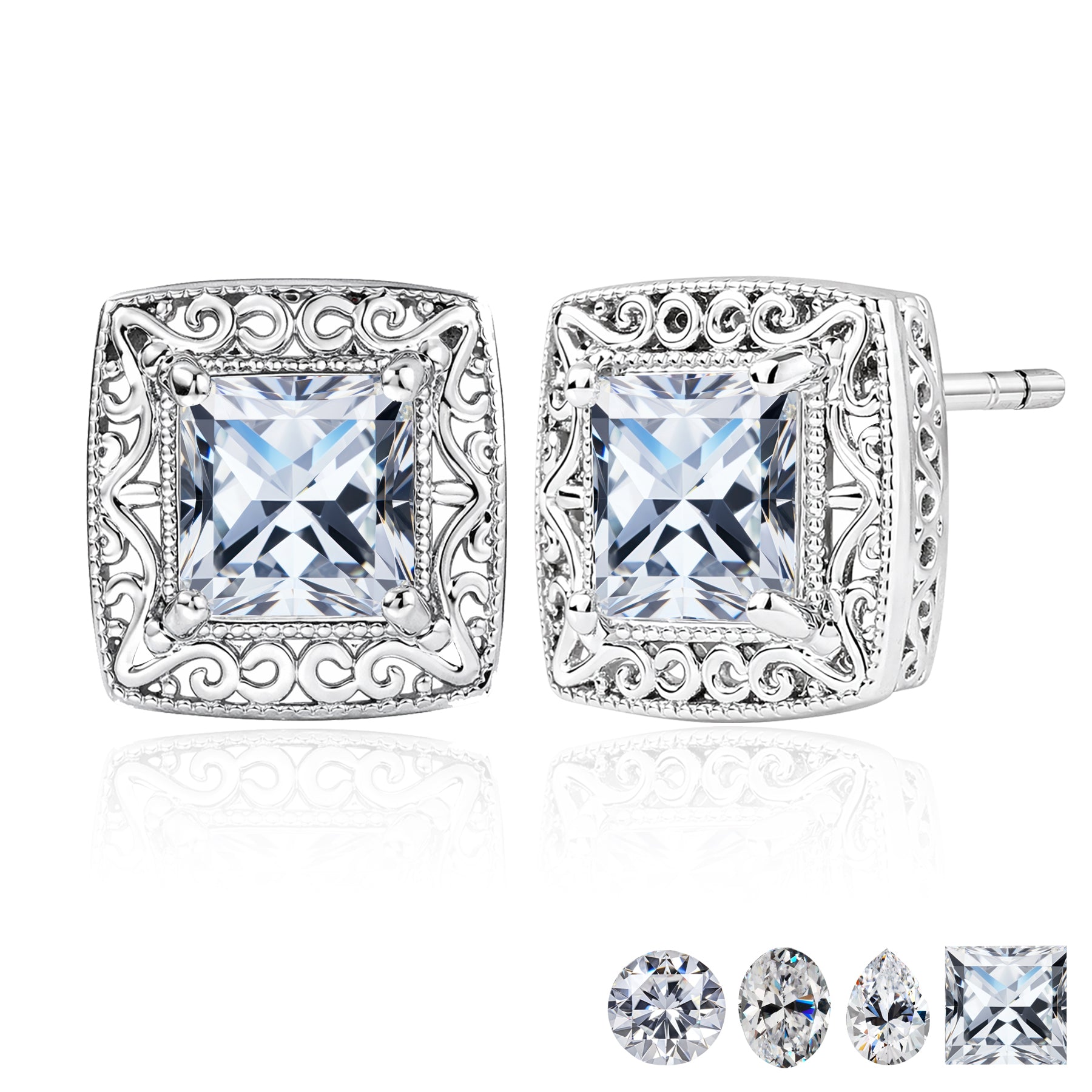 2 Carat Moissanite Vintage Stud Earrings