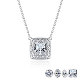 2 Carat Art Deco-Inspired Princess Cut Moissanite Pendant - in 18K White Gold Plating Necklace for Women