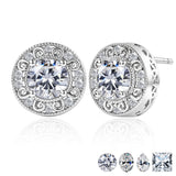 2 Carat Moissanite Round Cut Stud Earrings Classic Vintage Design in 18K White Gold Plated for Women