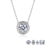 2 Carat Round Halo Moissanite Pendant Necklace - Vintage Inspired Pendant in 18K White Gold Plating for Women
