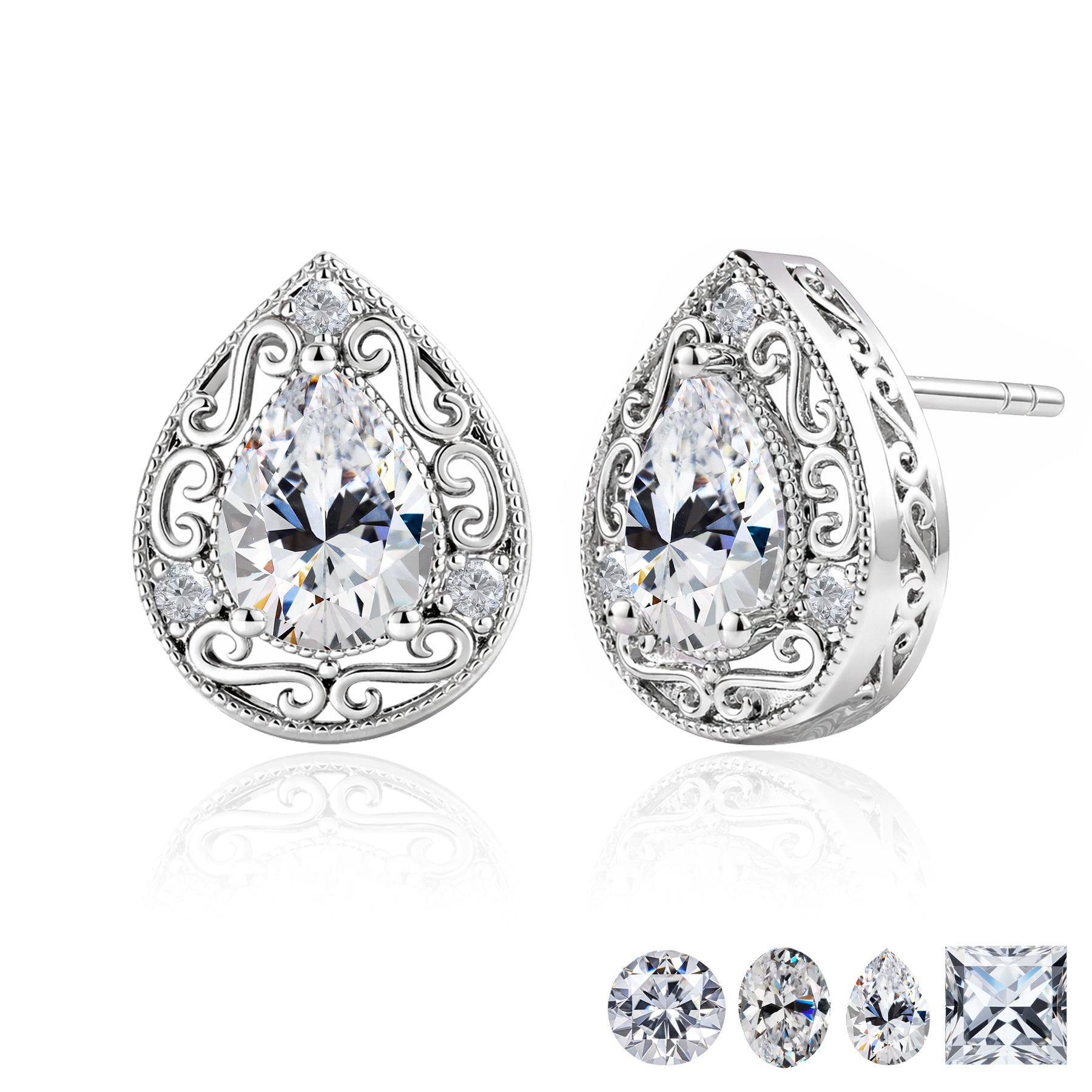 2 Carat Moissanite Vintage Stud Earrings