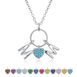 JeenMata Circle Pendant with MOM Charms Pendant Necklace - December Blue Topaz Birthstone - Light Blue Stone Embellished in 18K White Gold Plating, Mother's Day, Gift for MOM