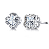 5.5 Carat Danity Flower Moissanite Stud - Floral Cut Earrings in 18K White Gold Plating for Women