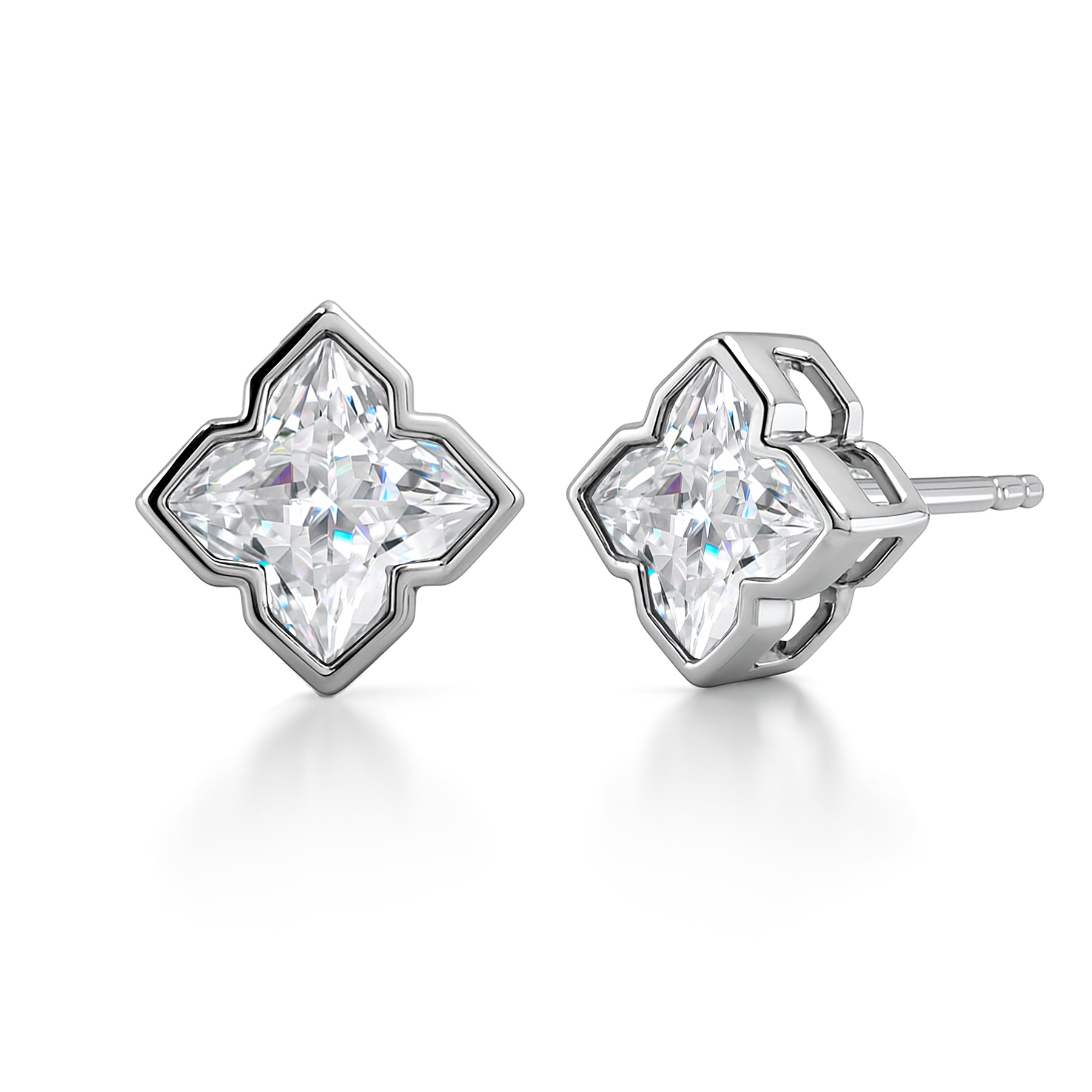 5.5 Carat Moissanite Flower Stud Earrings