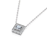1 Carat Art Deco-Inspired Princess Cut Moissanite Pendant - in 18K White Gold Plating Necklace for Women